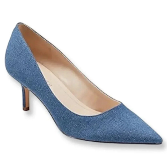 Marc Fisher Alola Baltic Blue Denim Look Pointed Pumps Size 8.5 Heels - Picture 1 of 12